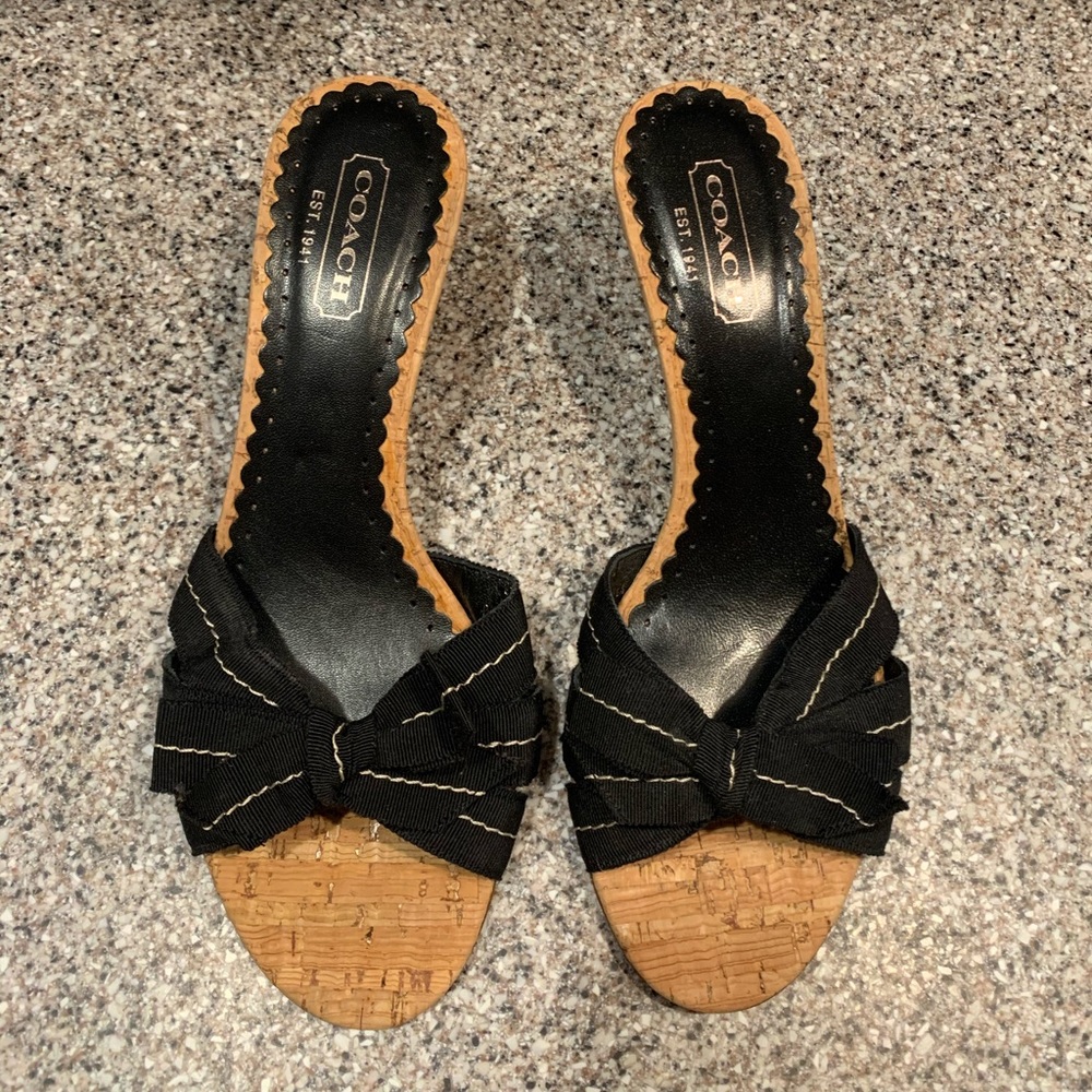 Coach Bree Ribbon & Cork Kitten Heel Gem